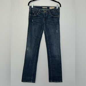 GAP Limited Edition Distressed Dark Blue Straight Leg Jeans 25 / 1